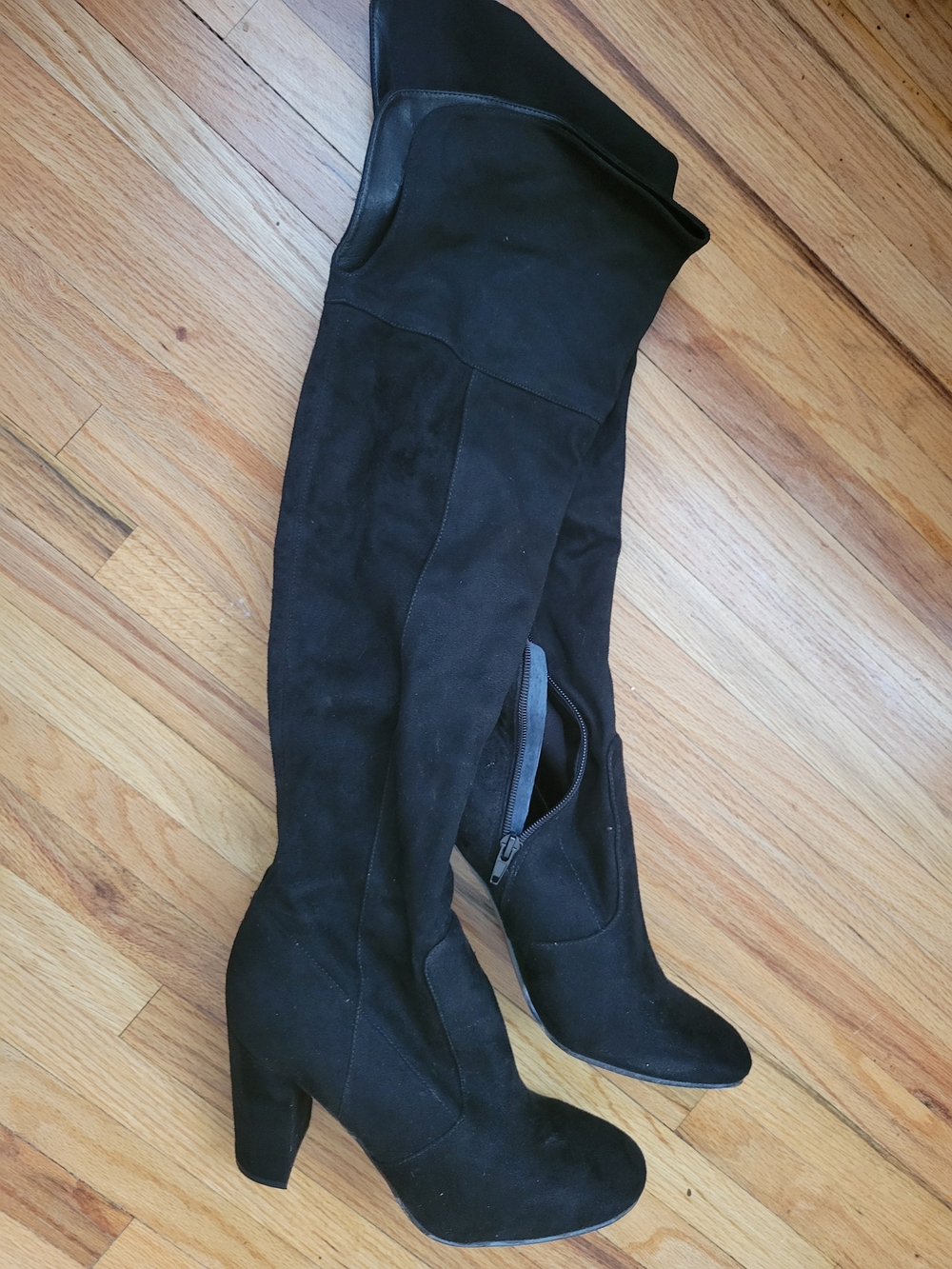 Ivanka Trump Women's Black Over-the-Knee Suede Block Heel Boots